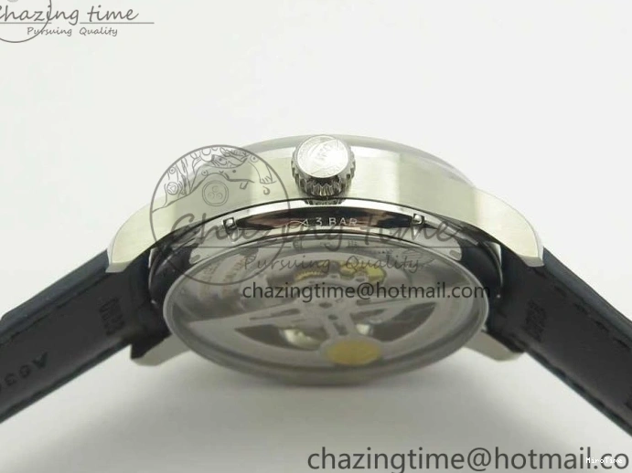 MIROTIME 0111 Cozy Portuguese Tourbillon IW5463 SS ZF Best Edition White Dial Blue Hands on Blue Leather Strap 7172